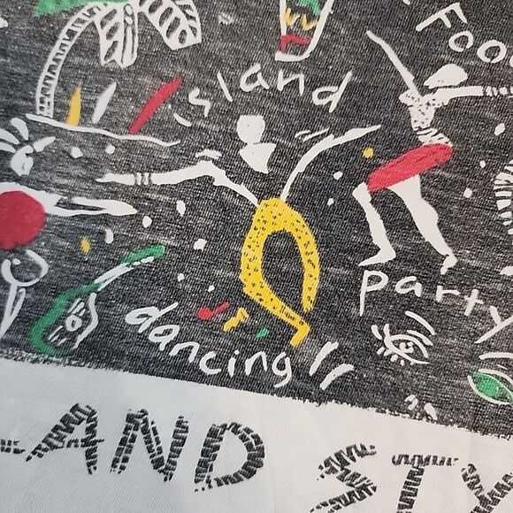 Vintage ONEITA PowerT Duppywear Jamaican TShirt Island Style White Single Stitch - Picture 10 of 16